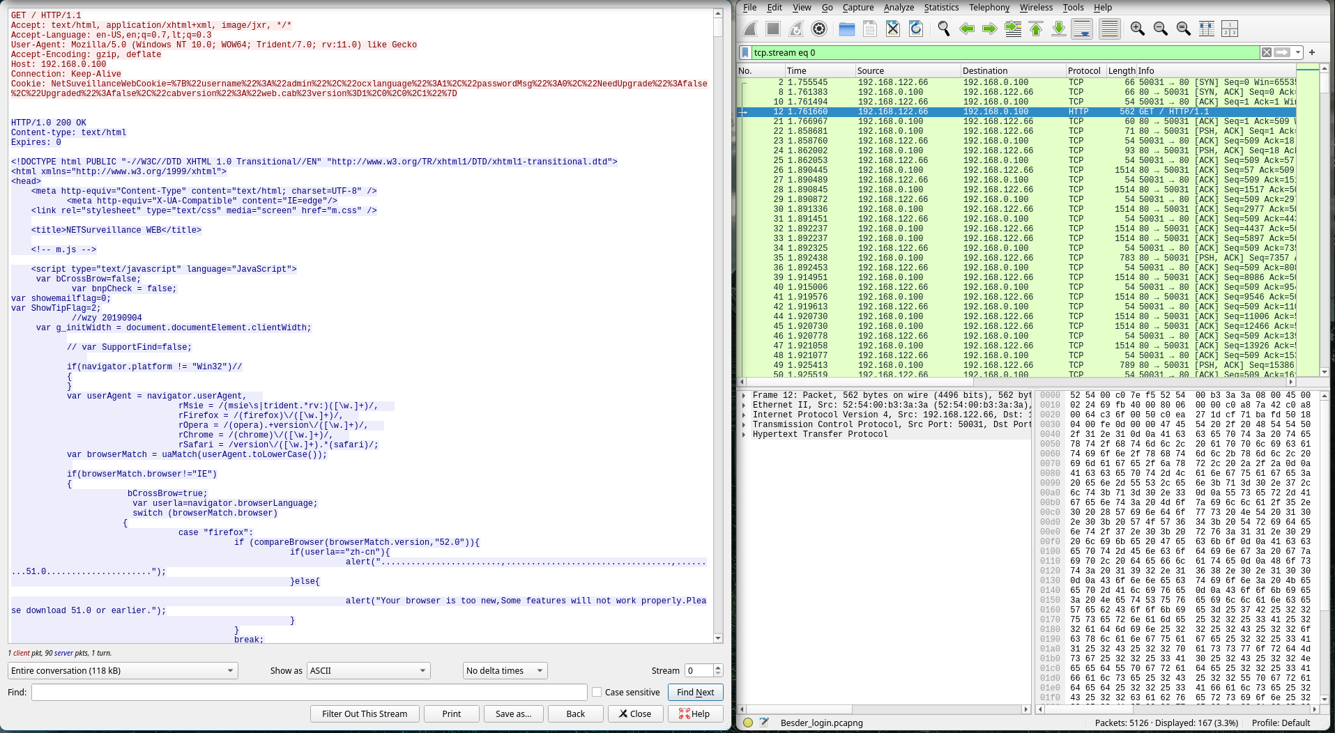 Index page in Wireshark