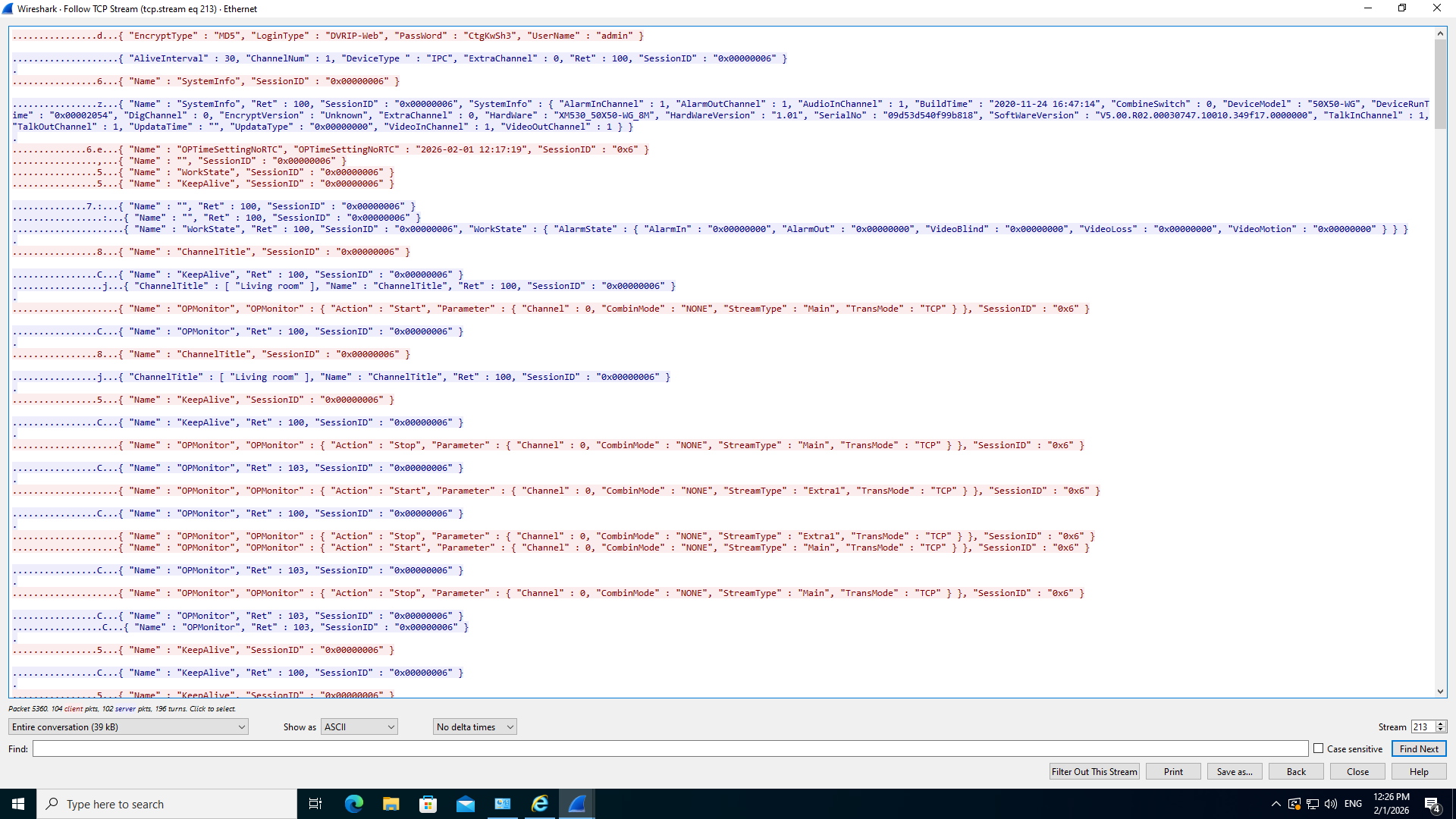 Unencrypted traffic